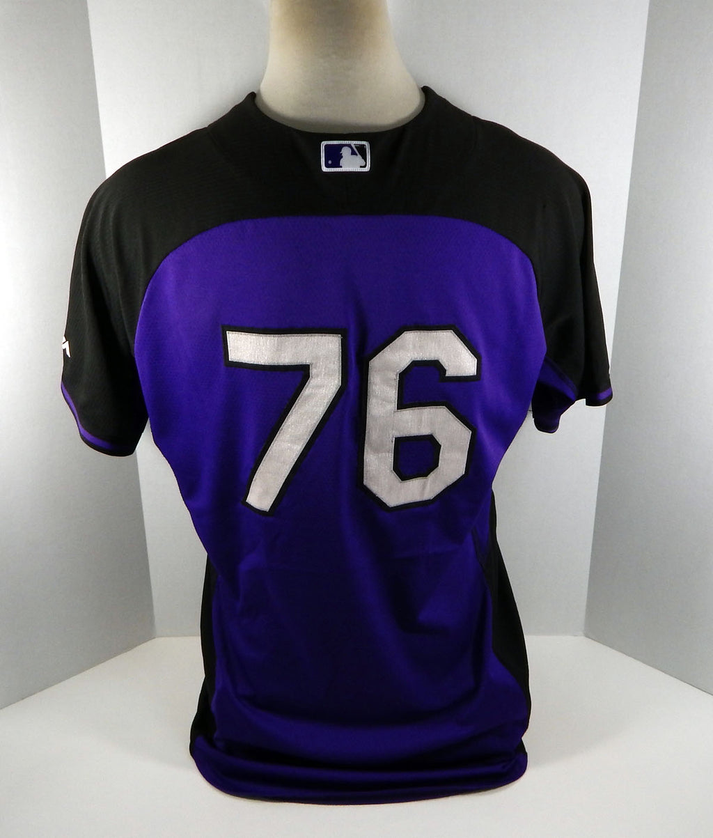 2014-15 Colorado Rockies #76 Game Used Black Jersey BP Spring Training DP02050