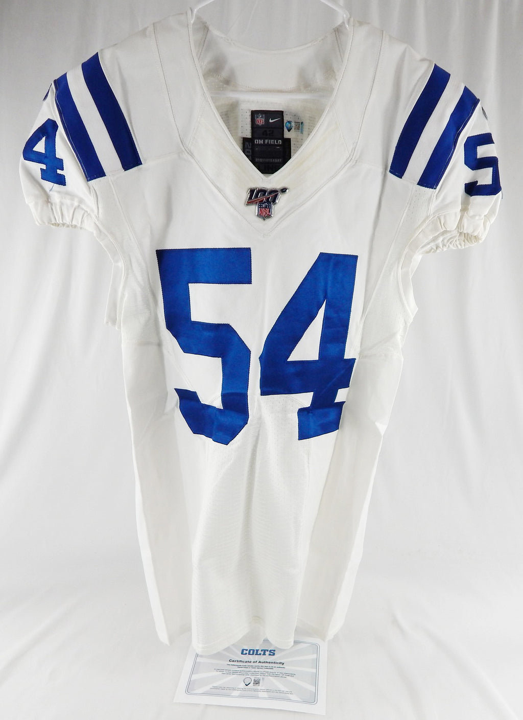 2019 Indianapolis Colts Ahmad Thomas #54 Game Issued P Used White Jersey  100 P