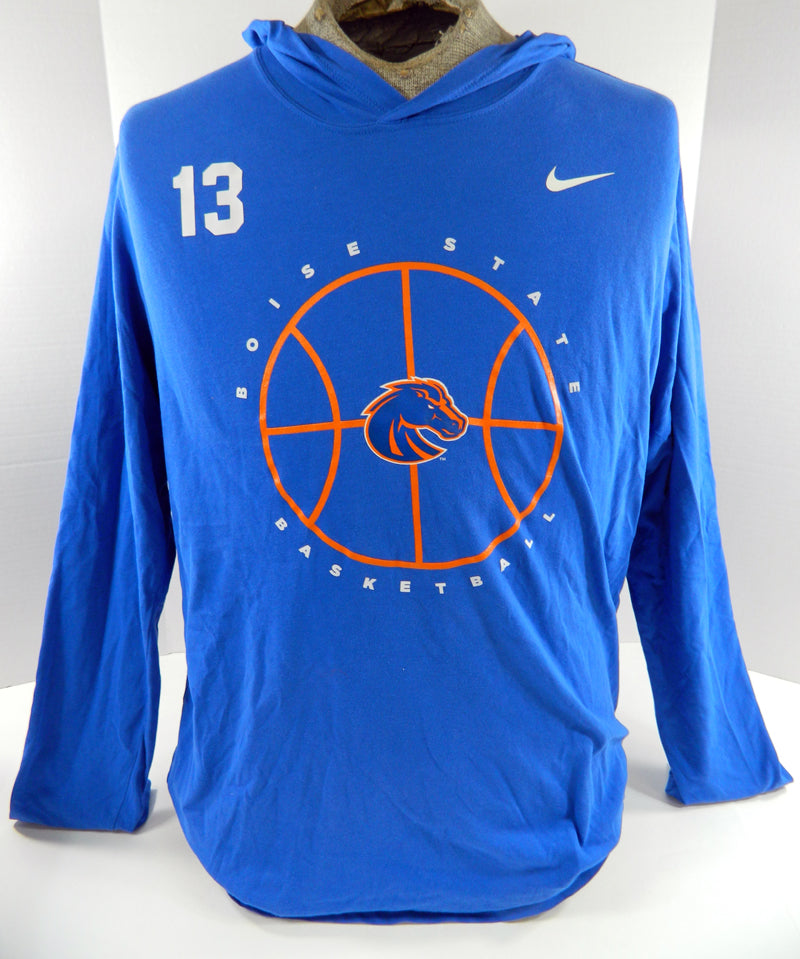 Boise State Broncos Team Issue Nike Blue Longsleeve Basketball Shirt w/ Hood XXL