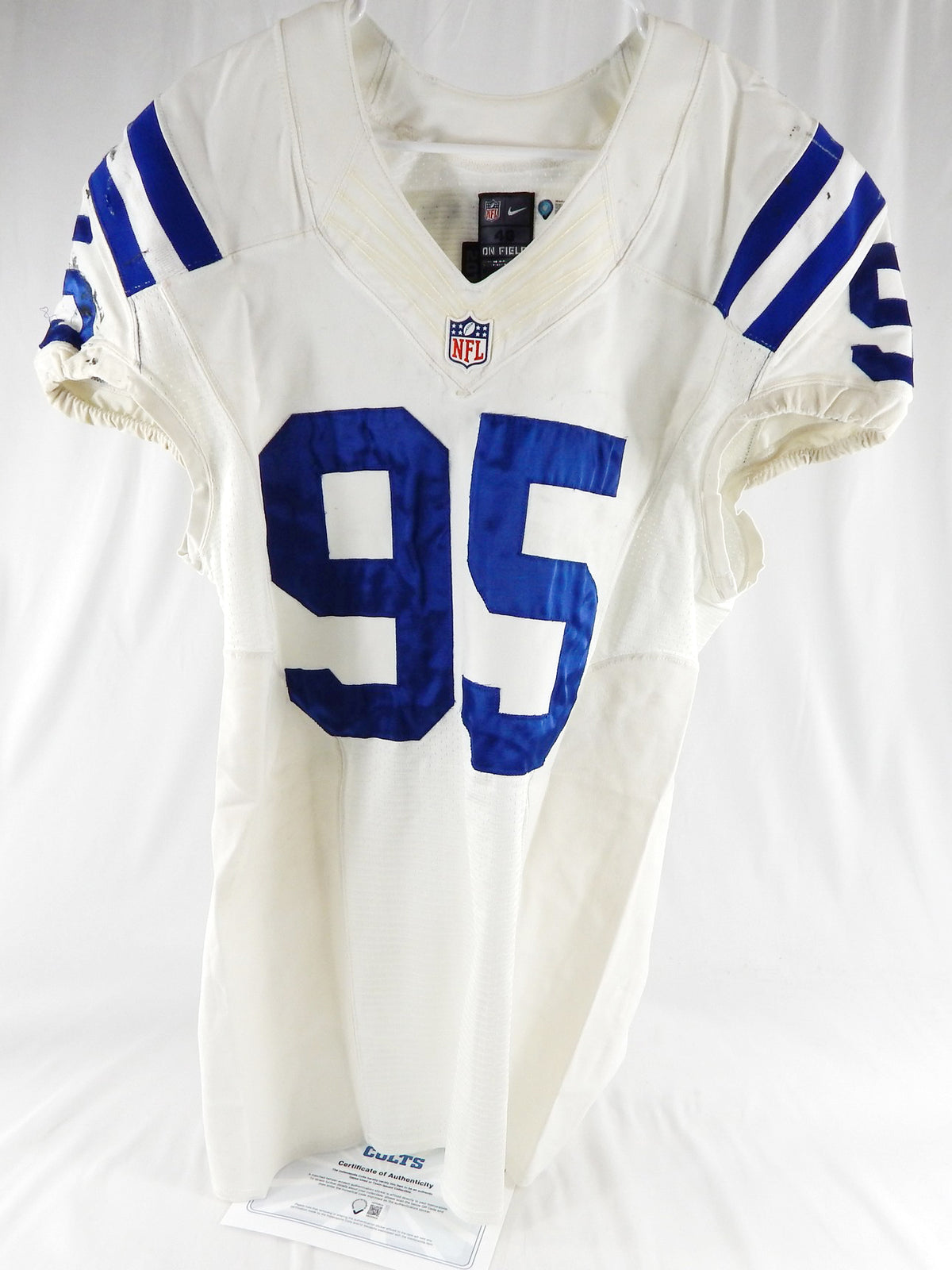 2012 Indianapolis Colts Phillip Hunt #95 Game Issued Pos Used White Jersey 46 2