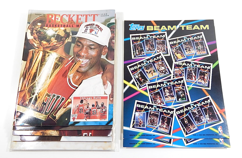 Lot of (7) Michael Jordan Beckett Magazines & 1993 Topps Beam Team Promo Sheets