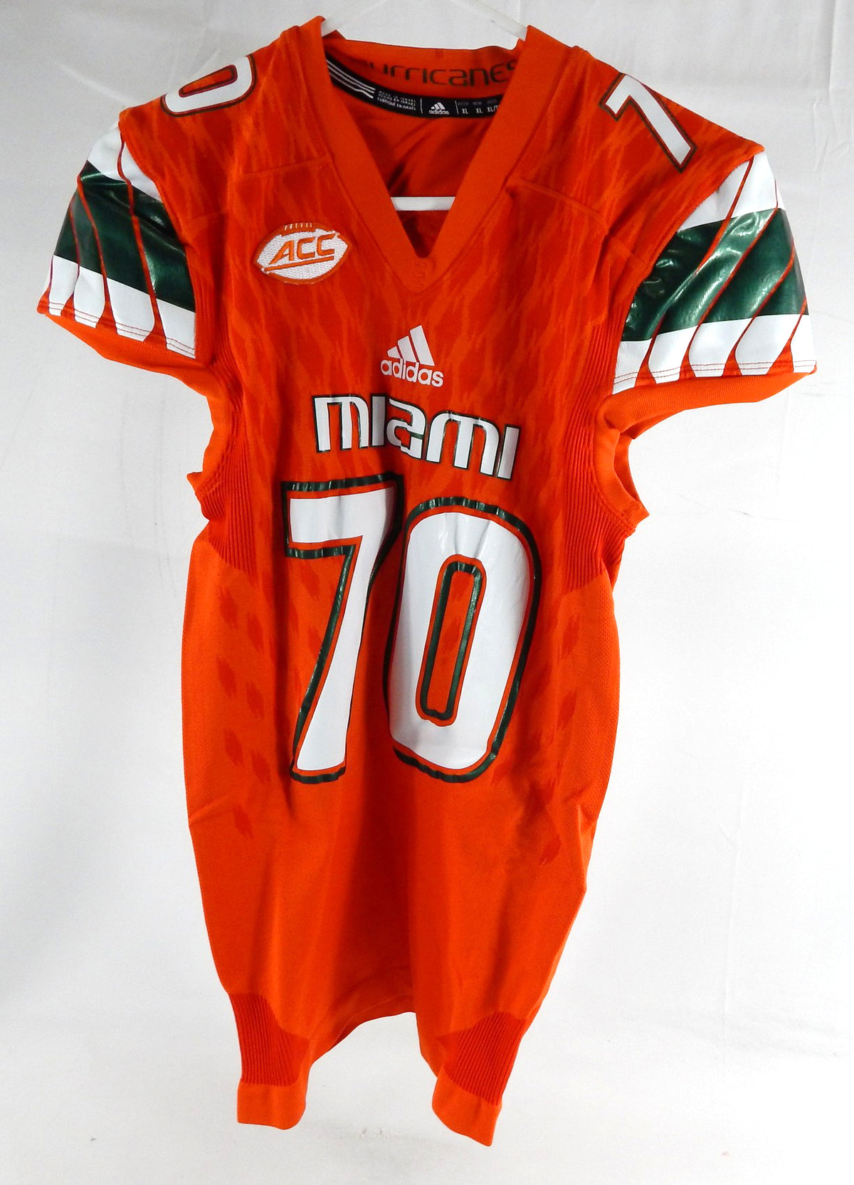 2016 Miami Hurricanes #70 Game Used Orange Jersey Football NP R XL 187
