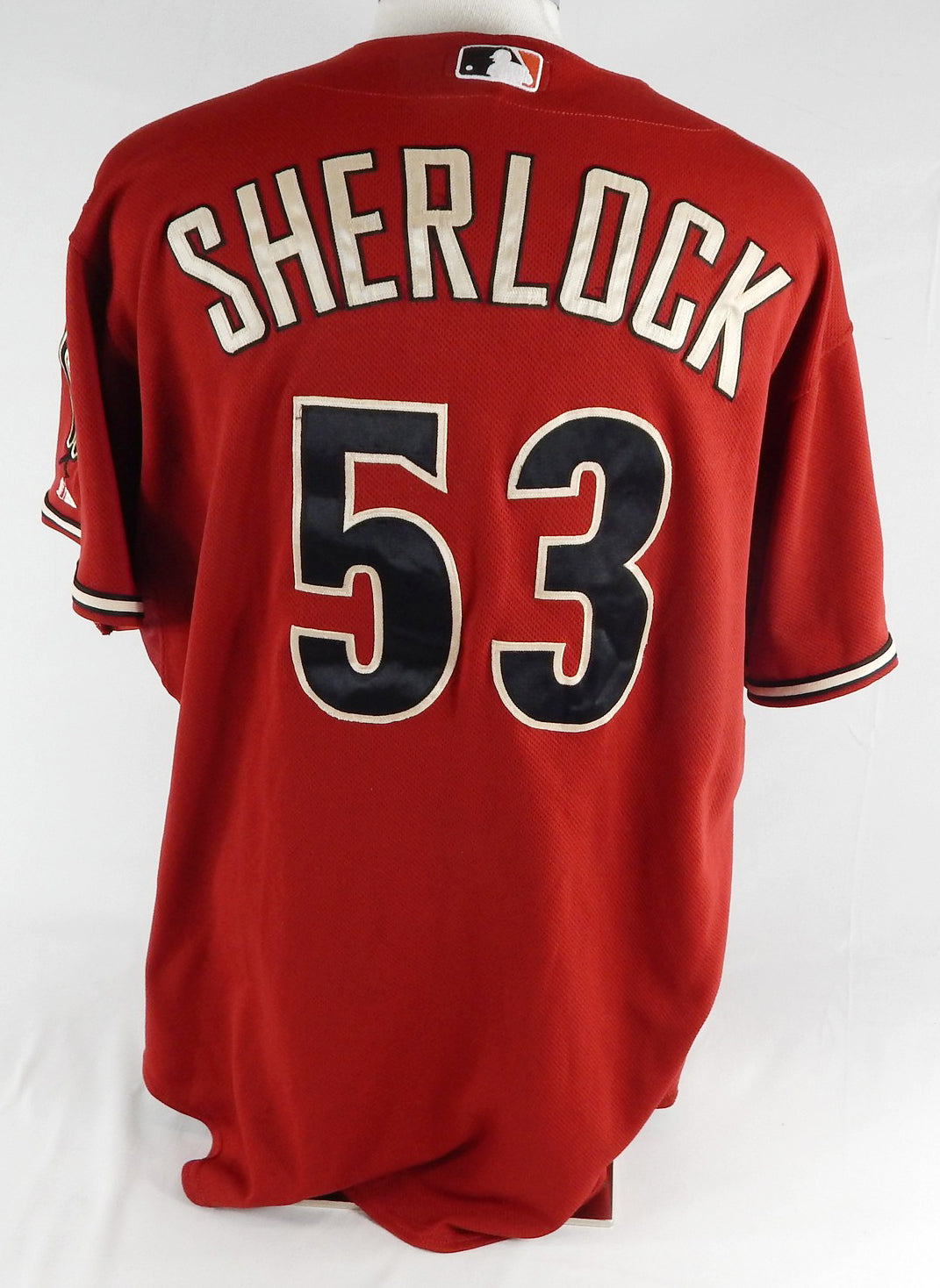 2008 Arizona Diamondbacks Glenn Sherlock #53 Game Used Red Jersey 10 Patch 48 8 Pic2