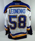 2014-15 St. Louis Blues Igor Leonenko #58 Game Used White Jersey DP12298