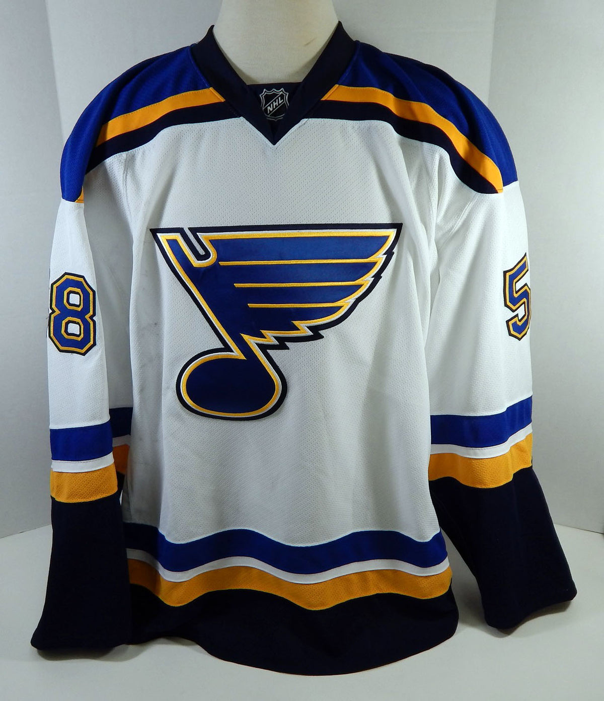 2014-15 St. Louis Blues Igor Leonenko #58 Game Used White Jersey DP12298 Pic2