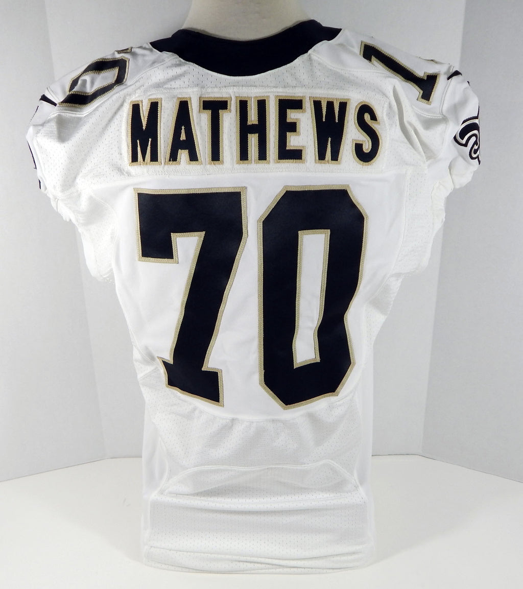 2013 New Orleans Saints Ryker Mathews  #70 Game Issued White Jersey 48 NOS0257
