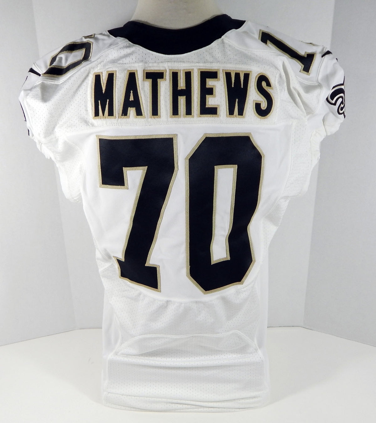 2013 New Orleans Saints Ryker Mathews  #70 Game Issued White Jersey 48 NOS0257