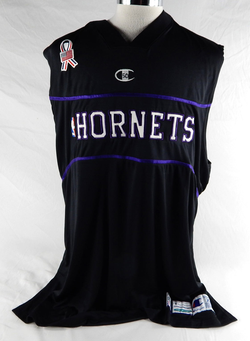 2001-02 Charlotte Hornets Matt Bullard #50 Game Used Black Tank Shirt 911 P 5