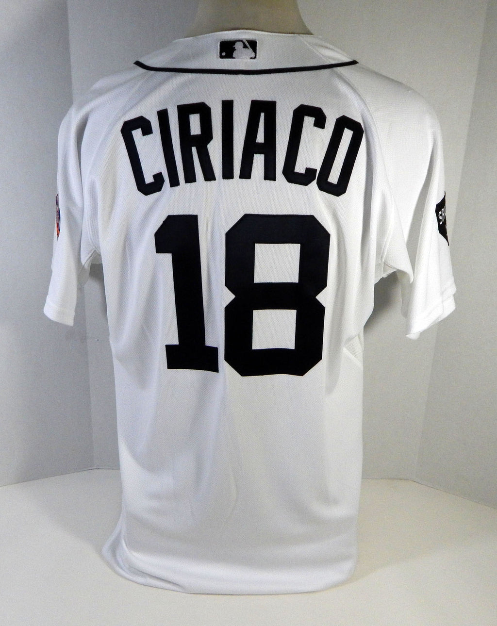 2011 Detroit Tigers Ricardo Ciriaco #18 Game Issued White Jersey Sparky 75 Patch