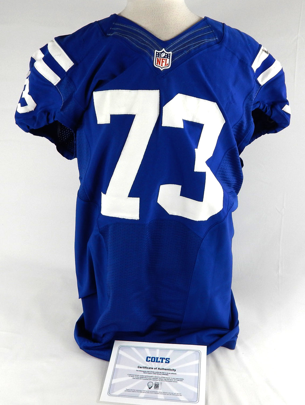 2012 Indianapolis Colts Reid Fragel #73 Game Issued P Used Blue Jersey 50 956