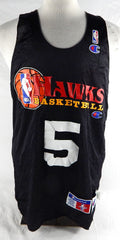 1990s Atlanta Hawks #5 Game Issued Black Practice Jersey L 930