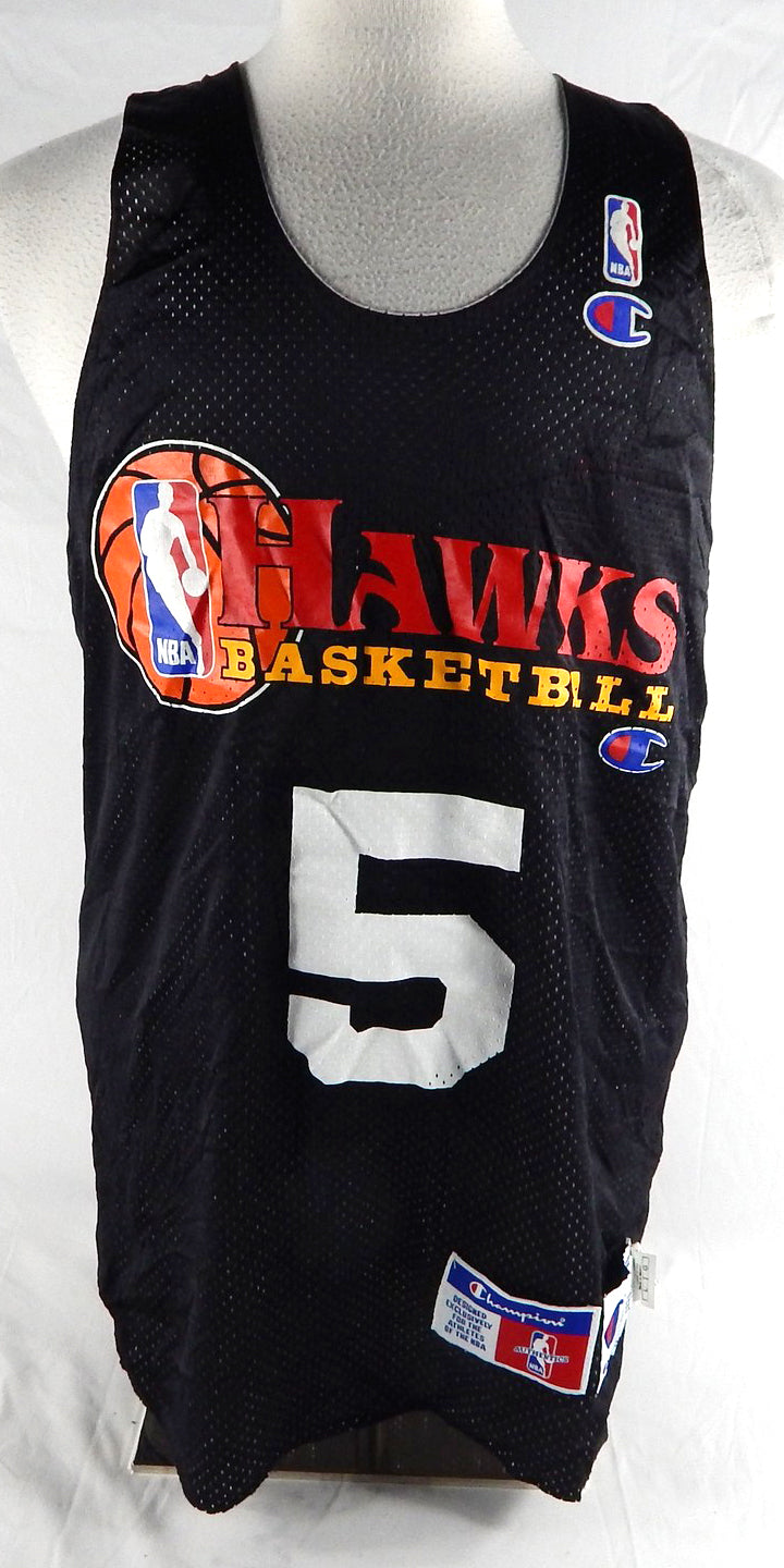 1990s Atlanta Hawks #5 Game Issued Black Practice Jersey L 930