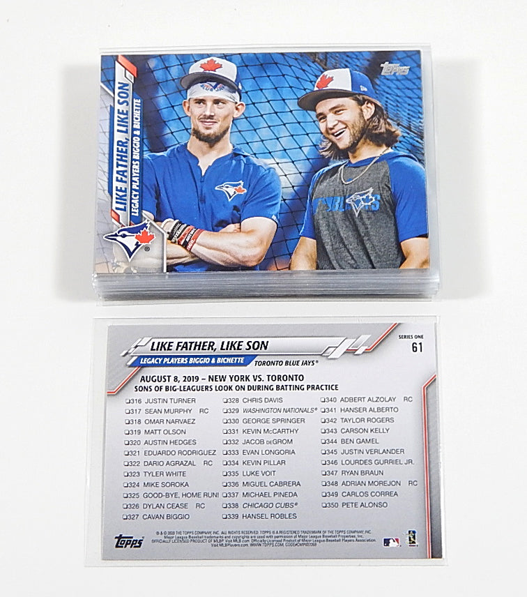 Lot of (27) 2020 Topps Cavan Biggio / Bo Bichette #61 Like Father Like Son