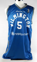 2023-24 Delaware Blue Coats #5 Game Issued Blue Jersey Wilmington Brew Night L 1