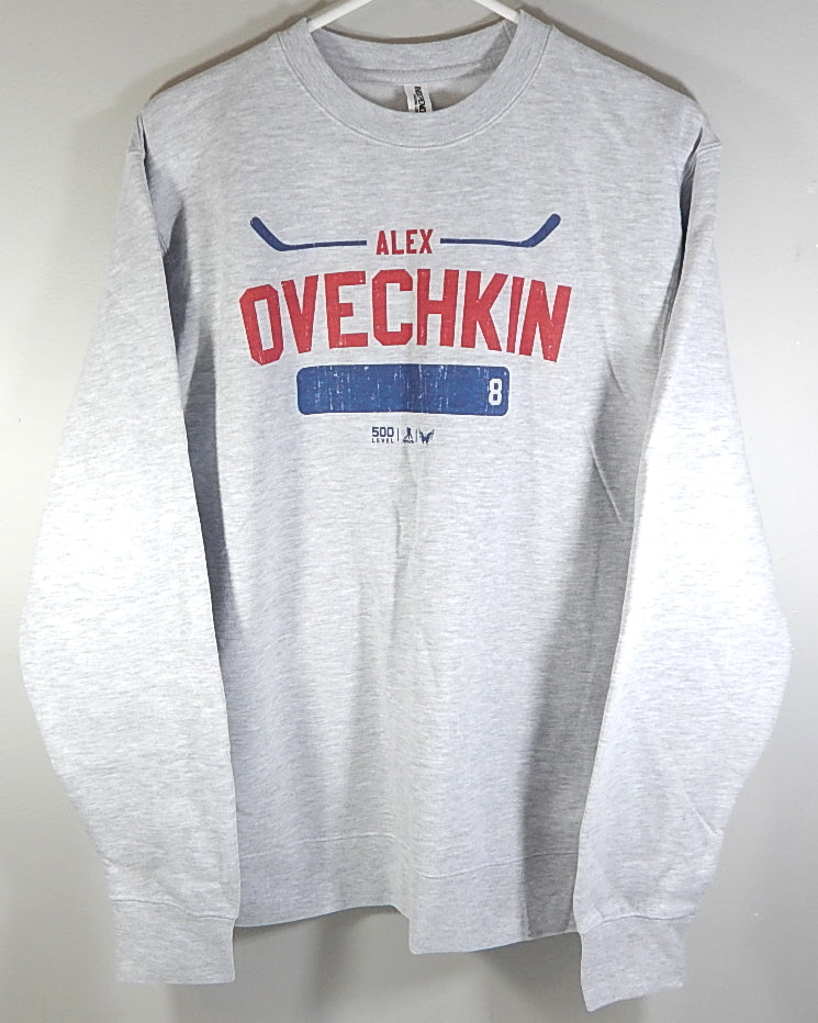 Alex Ovechkin Washington Capitals 500 Level Crewneck Sweatshirt Heather Adult L