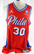 2025-26 Philadelphia 76ers Adem Bona #30 Game Used Red Jersey Statement  2 Pt