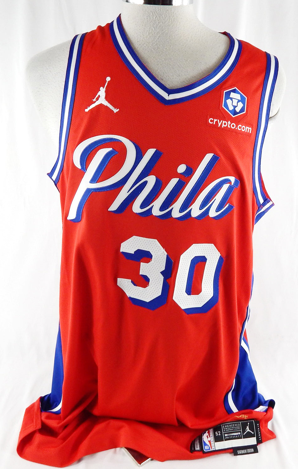 2025-26 Philadelphia 76ers Adem Bona #30 Game Used Red Jersey Statement  2 Pt