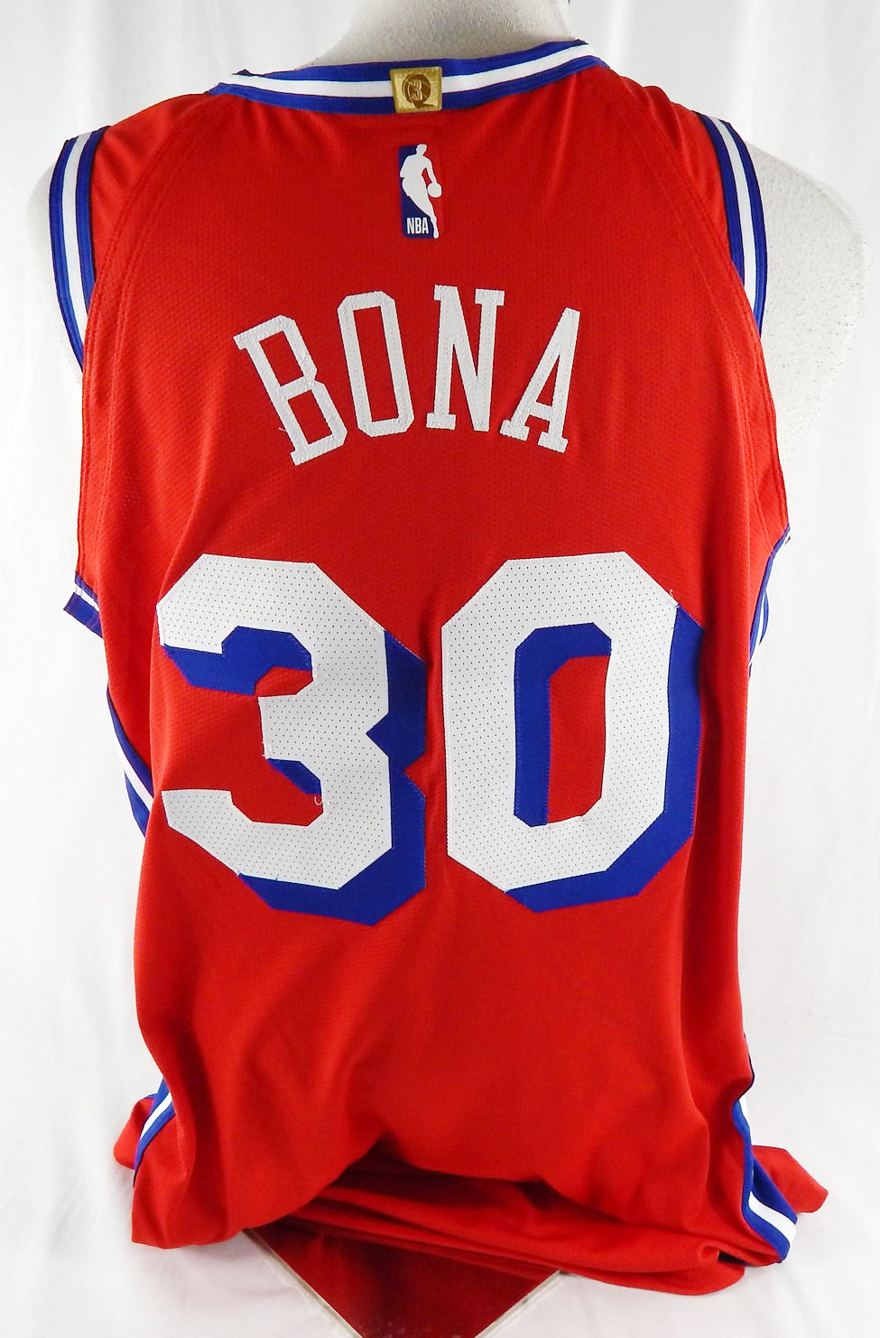 2025-26 Philadelphia 76ers Adem Bona #30 Game Used Red Jersey Statement  2 Pt Pic2