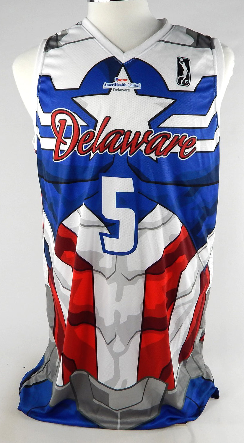 2023-24 Delaware Blue Coats #5 Game Issued Red Jersey Marvel Captain America
