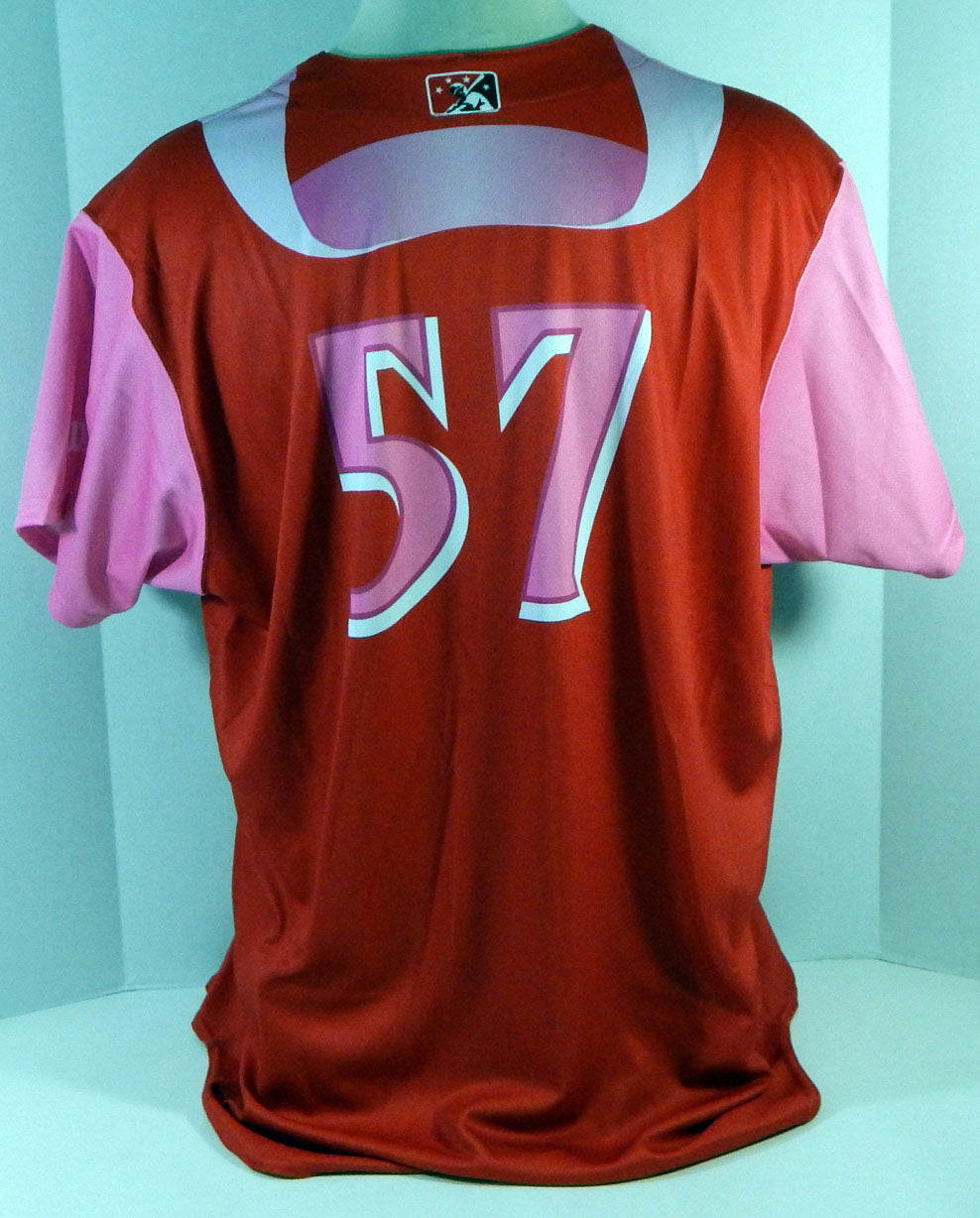 2017 Clearwater Threshers #57 Game Used Pink Jersey Pitch For Pink July 14th 00