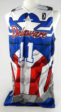 2023-24 Delaware Blue Coats Jaden Springer #11 Game Used Red Jersey Marvel Hero