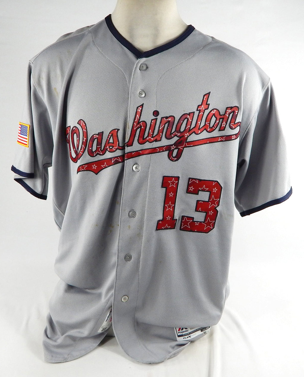2017 Washington Nationals Bob Henley #13 Game Used Grey Jersey Stars Stripes 3 Pic2