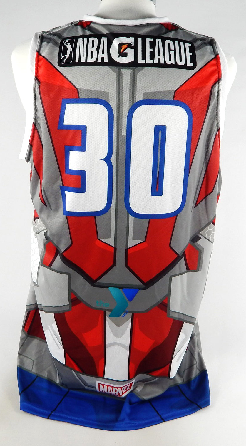 2023-24 Delaware Blue Coats #30 Game Issued Red Jersey Marvel Captain America Pic2