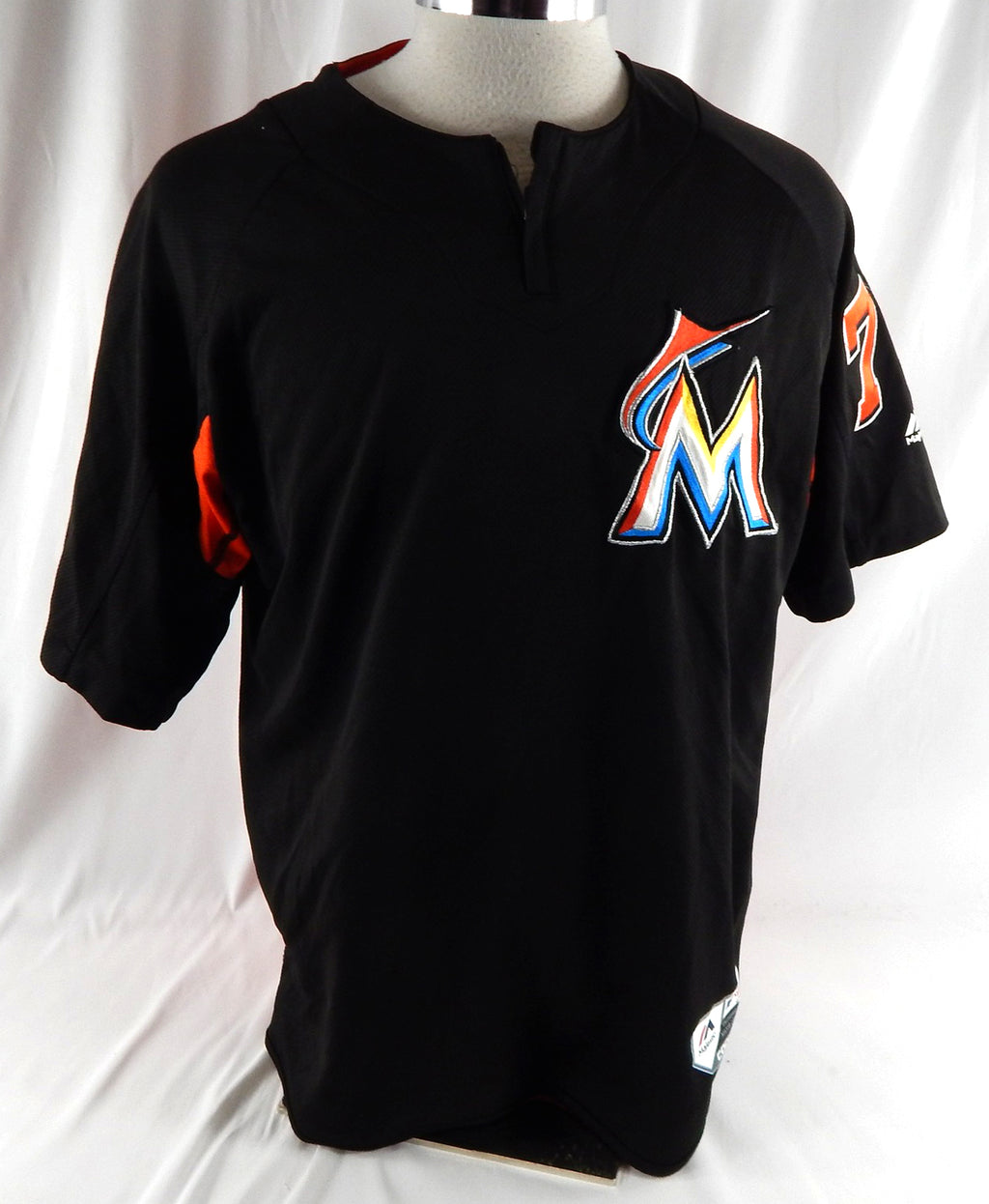 2017 Miami Marlins Yefri Perez #77 Game Used Black Pullover Jersey BP L 099