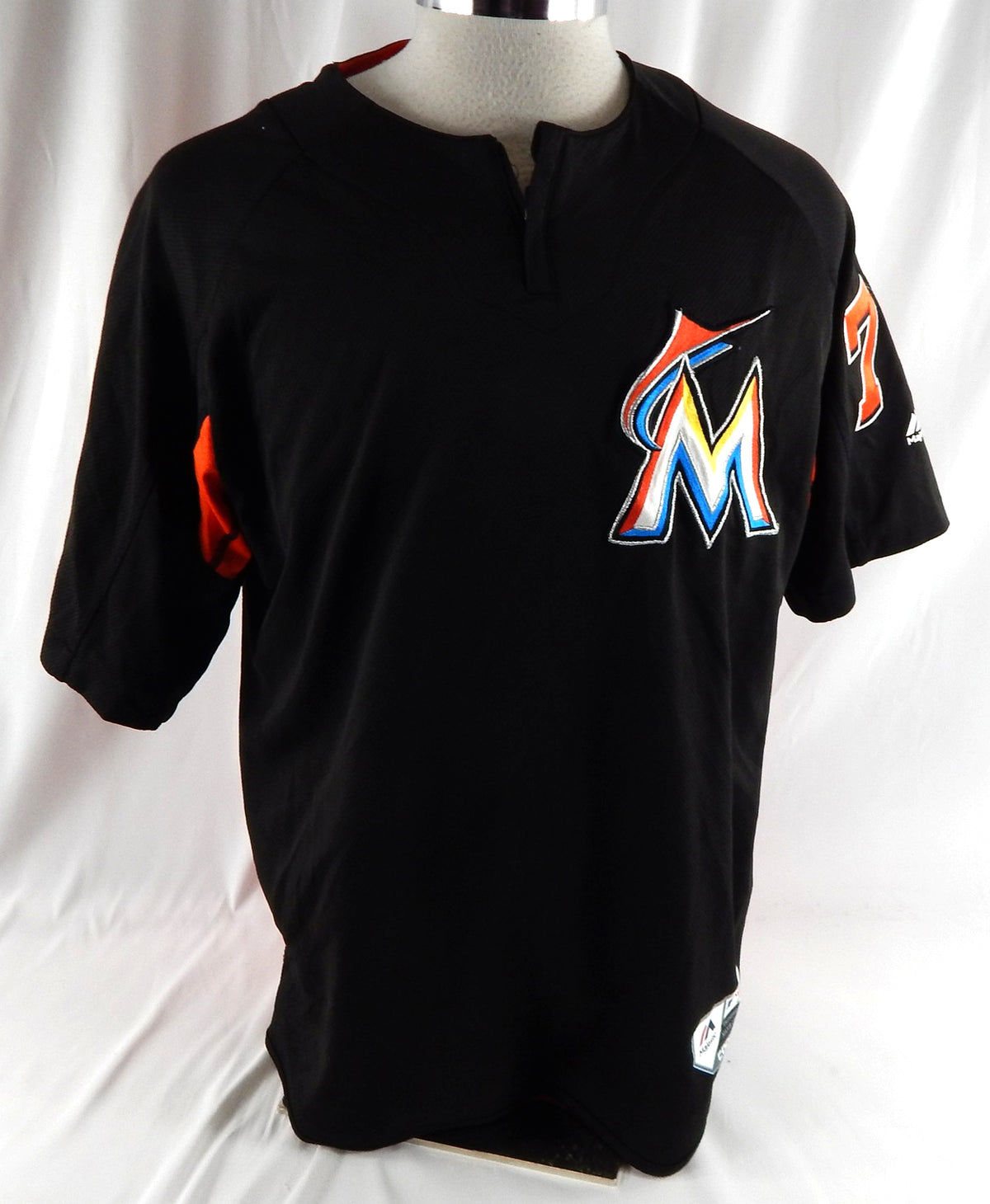 2017 Miami Marlins Yefri Perez #77 Game Used Black Pullover Jersey BP L 099