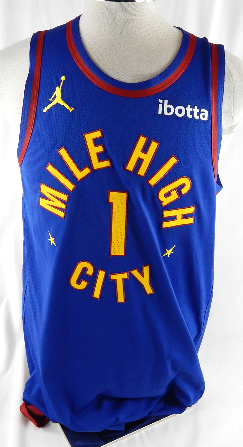2025-26 Denver Nuggets Curtis Jones #1 Game Used Blue Jersey Statement 11/28 6