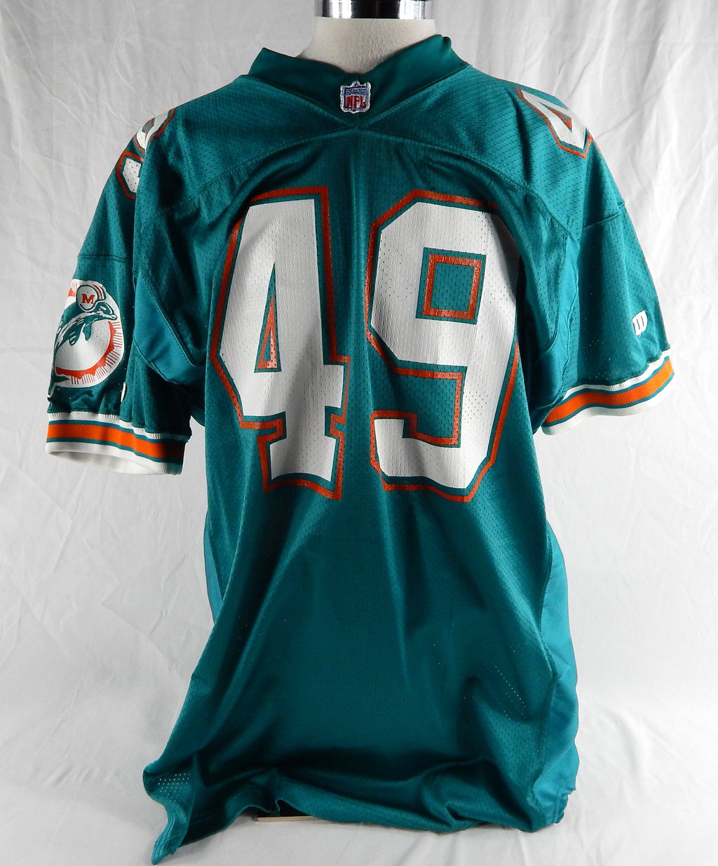 1993 Miami Dolphins #49 Game Issued Pos Used Teal Jersey Name Plate Rem 50 150