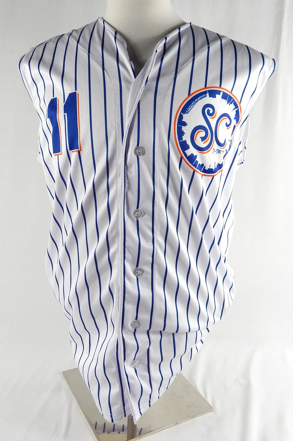 2024 Syracuse Mets #11 Game Used White Jersey Salt City 44 380