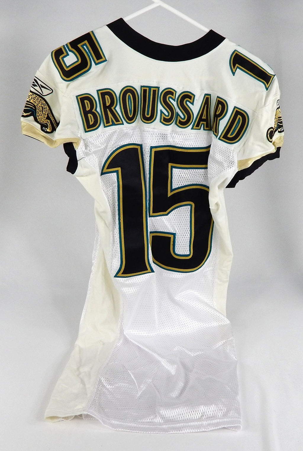 2008 Jacksonville Jaguars John Broussard #15 Game Used White Jersey 42 DP67030
