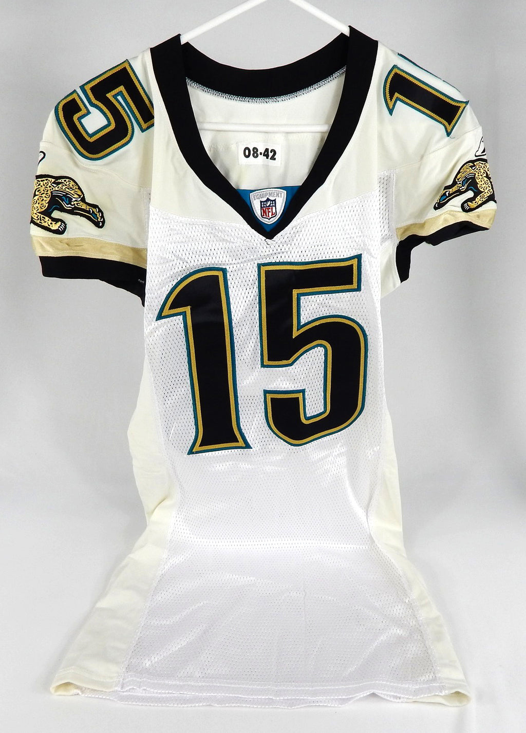 2008 Jacksonville Jaguars John Broussard #15 Game Used White Jersey 42 DP67030 Pic2