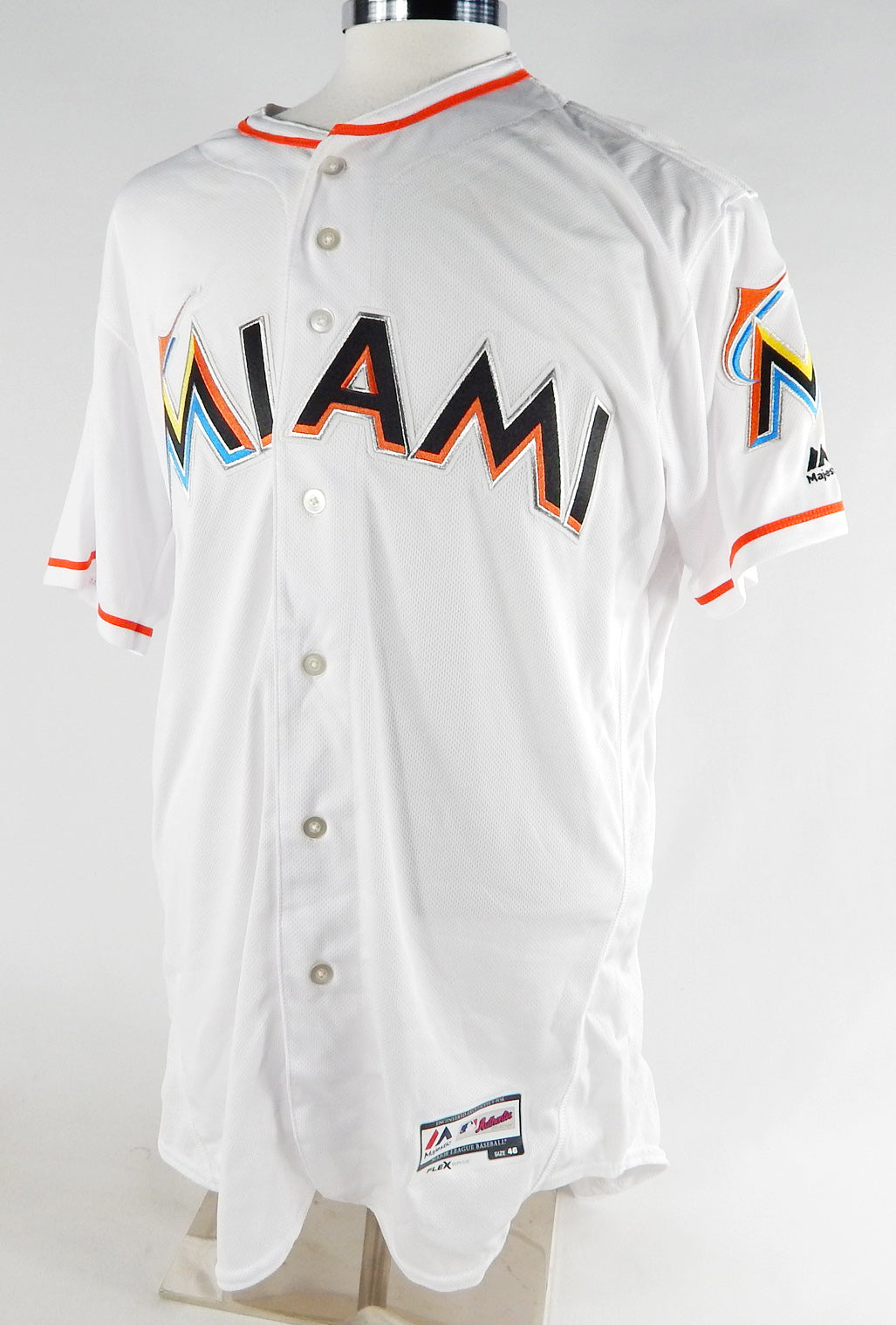 Miami Marlins Blank Game Issued White Jersey 46 582