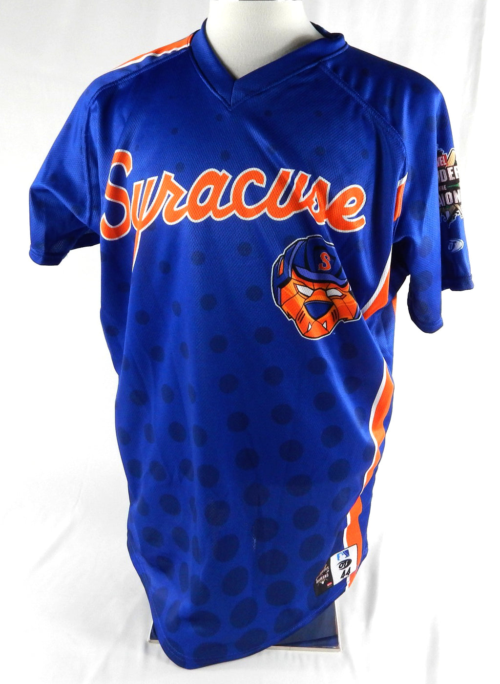 2024 Syracuse Mets #16 Game Used Signed Blue Jersey Defenders Diamond 44 388