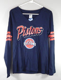 Detroit Pistons NBA For Her 5th & Ocean Ladies LS V-Neck Shirt Navy New Large