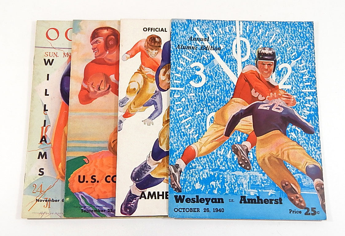 Lot of (4) Different 1936 to 1940 Wesleyan College Football Programs