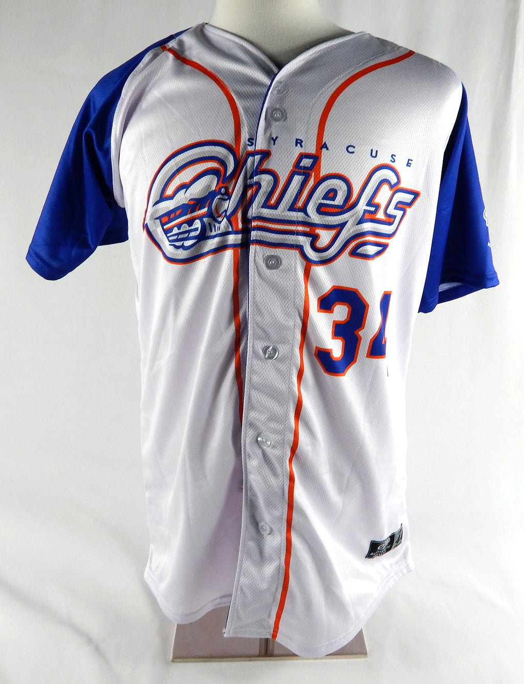 2024 Syracuse Mets Collin Heltzer #34 Game Used Sign White Jersey 10th Champs P