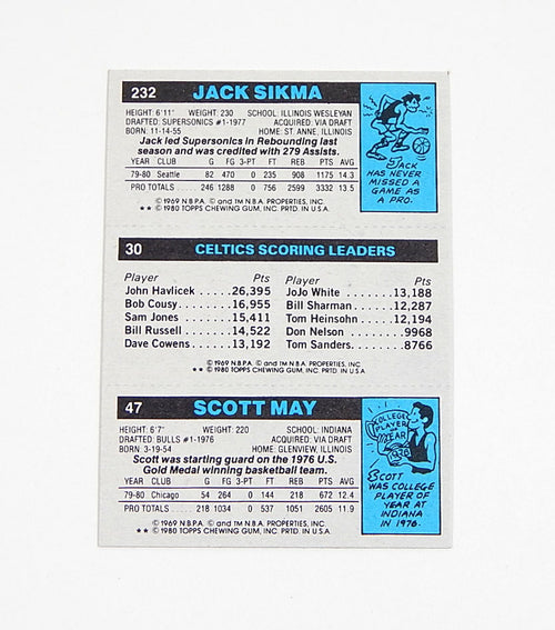 # 1980-81 Topps Larry Bird RC Scoring Leader #30 / Sikma #232 Nm Pic2