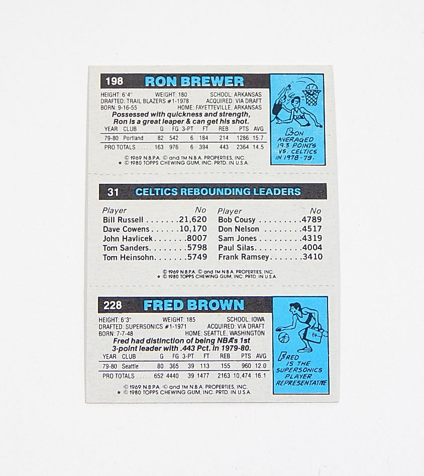 # 1980-81 Topps Larry Bird RC Rebounding Leader #31 / Brewer Nm Pic2