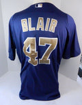 2012-13 San Diego Padres Willie Blair #47 Game Used Navy Jersey BP 312