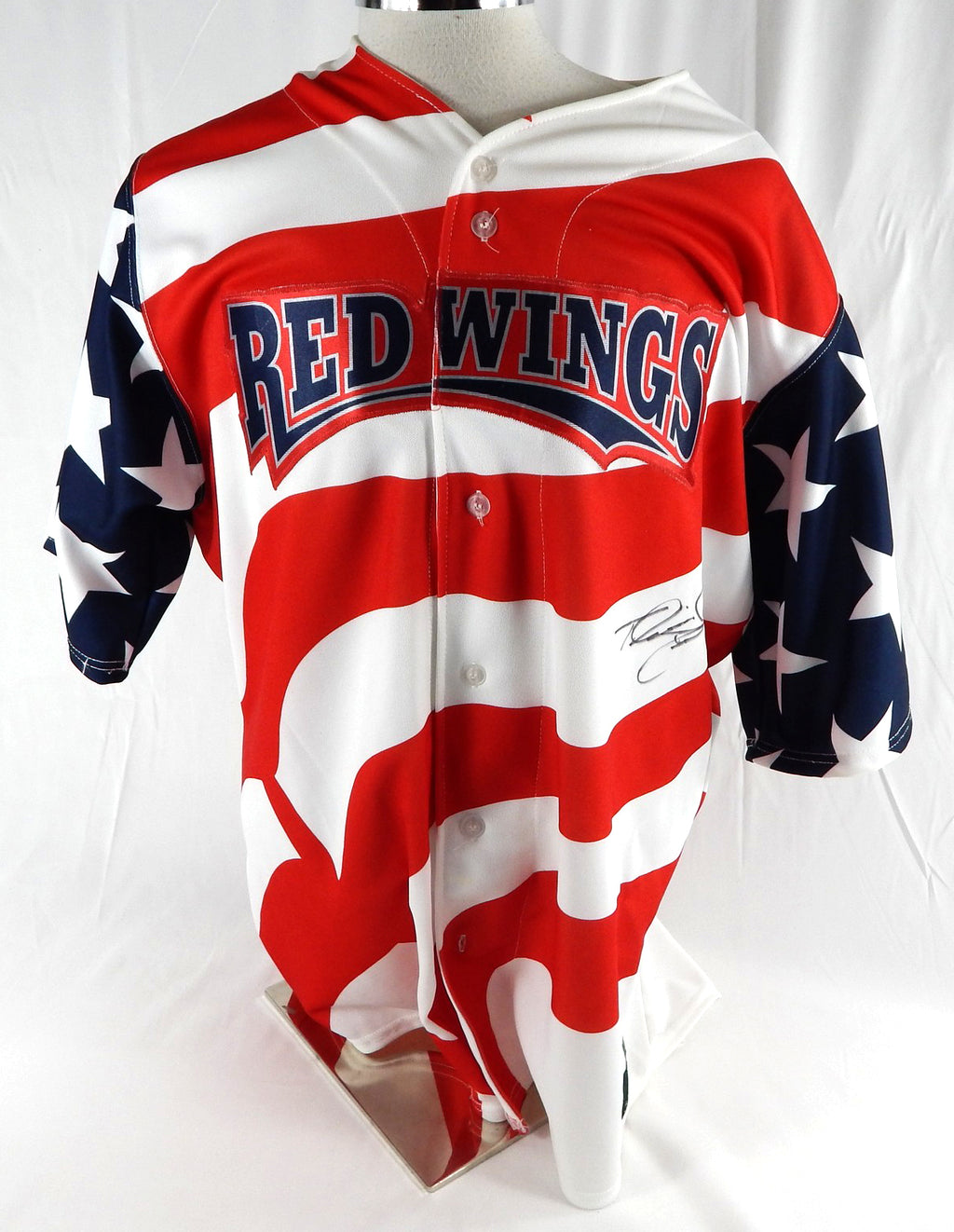 Rochester Red Wings #49 Game Used Signed American Flag Jersey 50 836