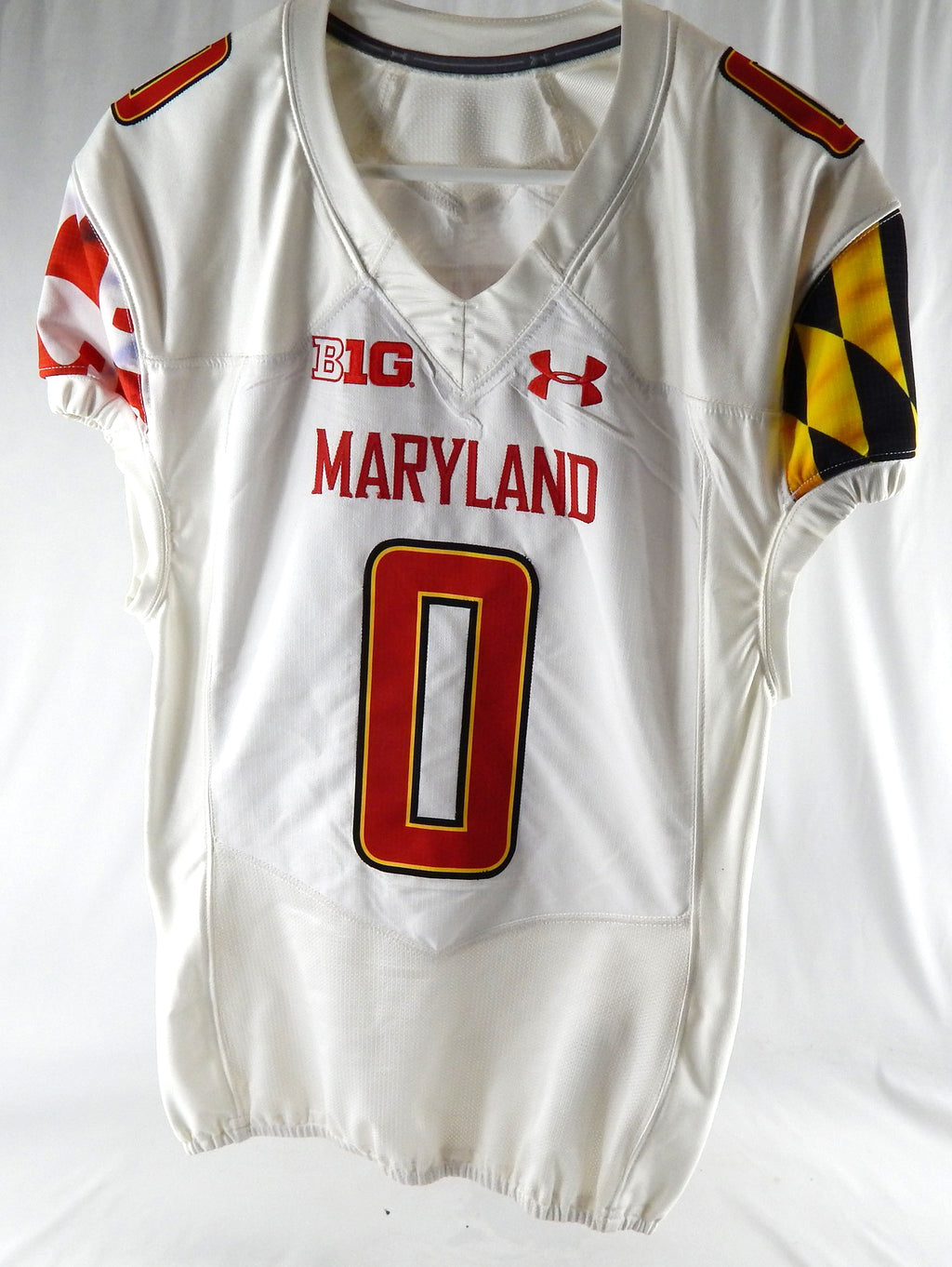 2021 Maryland Terrapins Terrence Lewis #0 Game Issued White Jersey 44 792