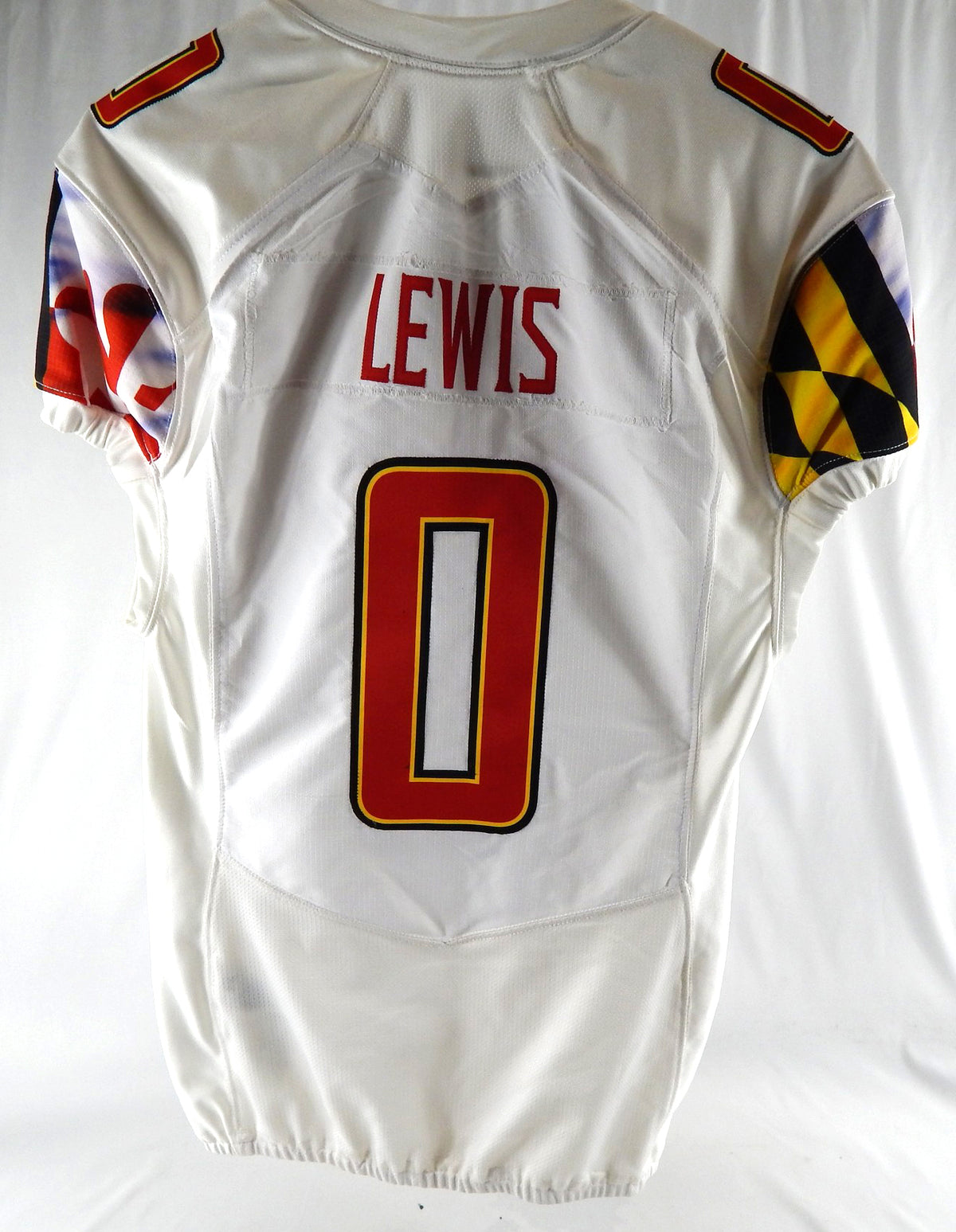 2021 Maryland Terrapins Terrence Lewis #0 Game Issued White Jersey 44 792 Pic2