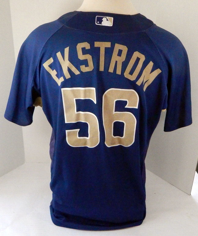 2008-09 San Diego Padres Mike Ekstrom #56 Game Used Navy Jersey BP SDP1321