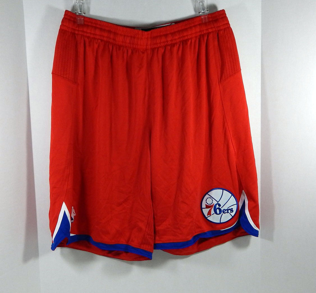 2013-14 Philadelphia 76ers Arnett Moultrie #5 Game Used Red Game Shorts 2XL2 031