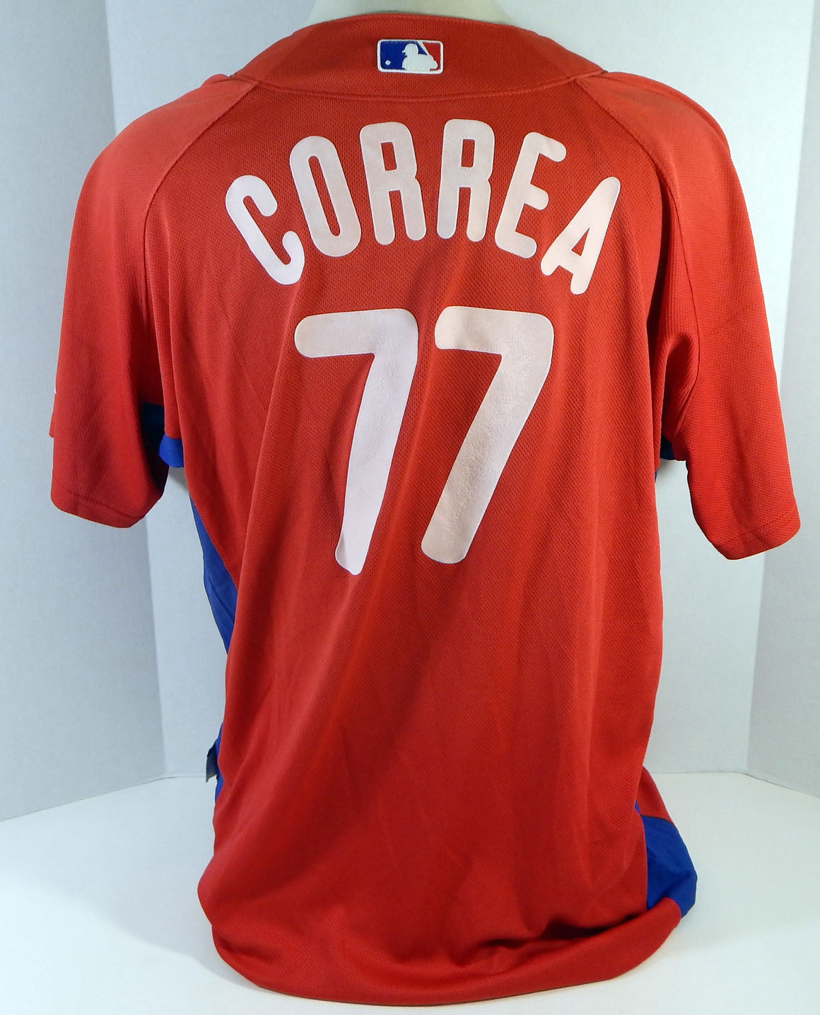 2007-10 Philadelphia Phillies Heiter Correa #77 Game Used Red Jersey Batting Practice Spring Training DP13250