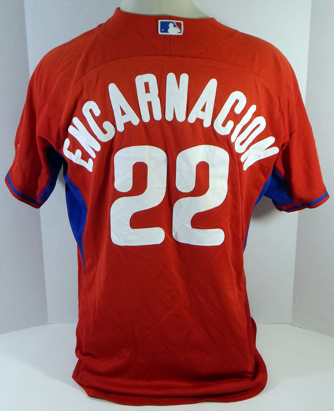 2014-15 Philadelphia Phillies Luis Encarnacion #22 Game Used Red Jersey BP ST 3