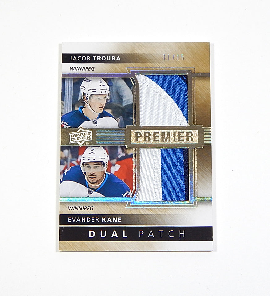 2014-15 Upper Deck Premier Duals Patches Evander Kane / Jacob Trouba #'d /15